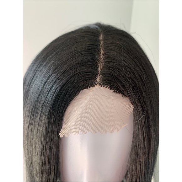 NEW Short Black Straight Bob Lace Front Wig - Picture 4 of 4